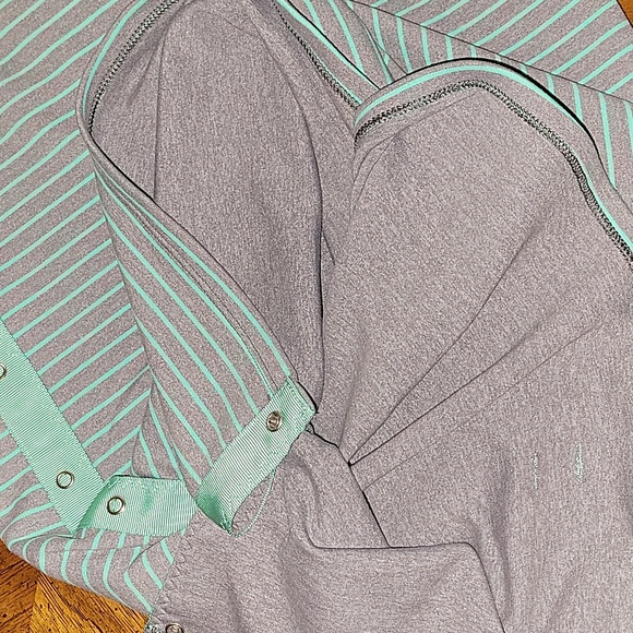 Lululemon Vinyasa Scarf Rulu Parallel Stripe Menthol Heathered Slate, EUC - Picture 12 of 12